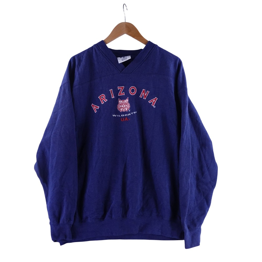 Vintage Lee Mens XL Sport Arizona Wildcats V-Neck Sweatshirt Blue Embroidered